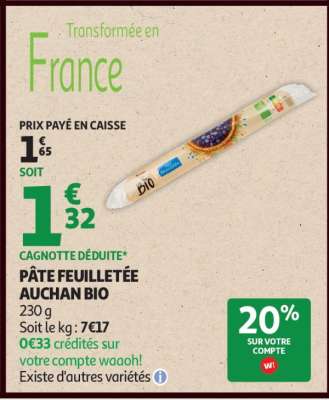 PÂTE FEUILLETÉE AUCHAN BIO