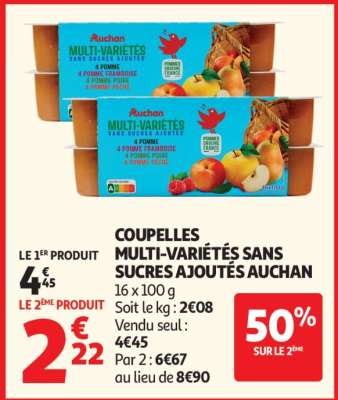 COUPELLES MULTI-VARIÉTÉS SANS SUCRES AJOUTÉS AUCHAN