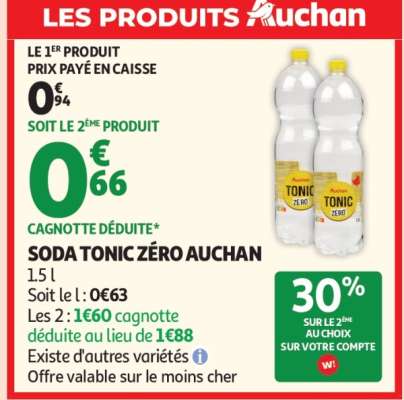 SODA TONIC ZÉRO AUCHAN