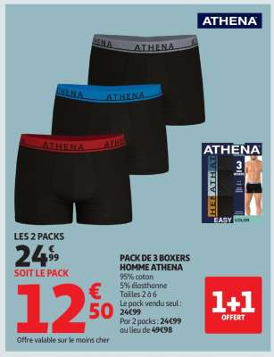 PACK DE 3 BOXERS HOMME ATHENA