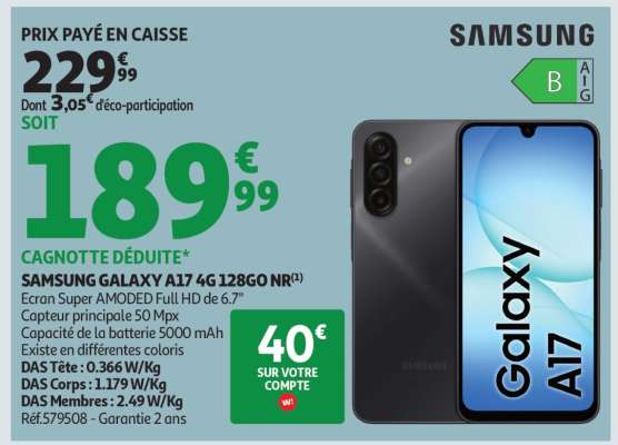 SAMSUNG GALAXY A17 4G 128GO NR