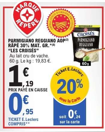 PARMIGIANO REGGIANO AOP RÂPÉ 30% MAT. GR. 'LES CROISÉS'