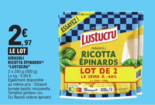 Girasoli Ricotta Épinards "Lustucru"