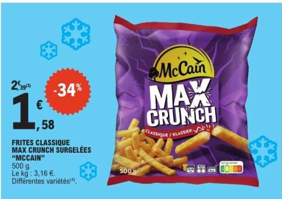 Frites Classique Max Crunch Surgelées "McCain"