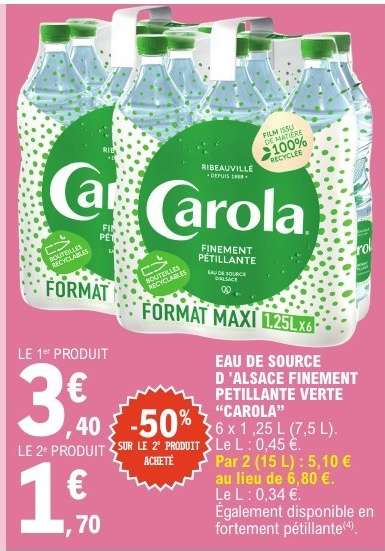 Eau de Source d'Alsace Finement Pétillante Verte Carola