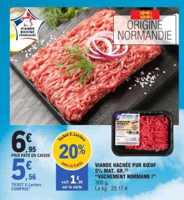 VIANDE HACHEE PUR BOEUF 5% MAT.GR.