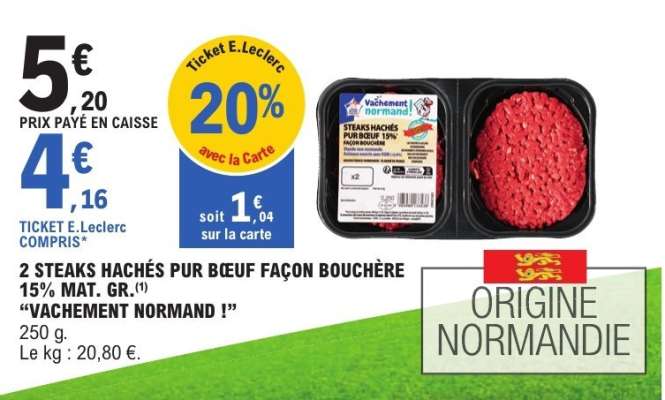 2 STEAKS HACHÉS PUR BŒUF FAÇON BOUCHÈRE
