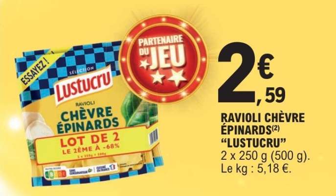RAVIOLI CHÈVRE ÉPINARDS “LUSTUCRU”