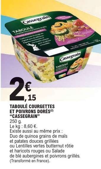 TABOULÉ COURGETTES ET POIVRONS DORÉS “CASSEGRAIN”
