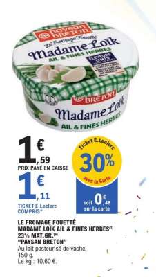 Le Fromage Fouetté Madame Loïk Ail & Fines Herbes
