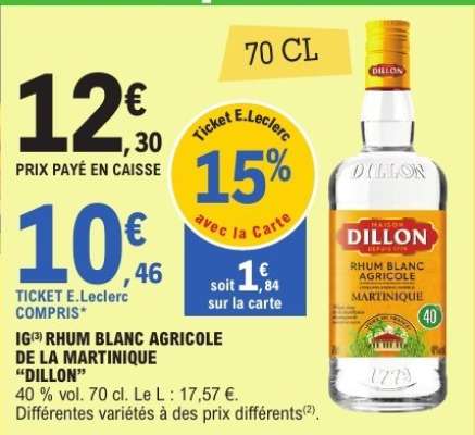 Rhum Blanc Agricole de la Martinique Dillon