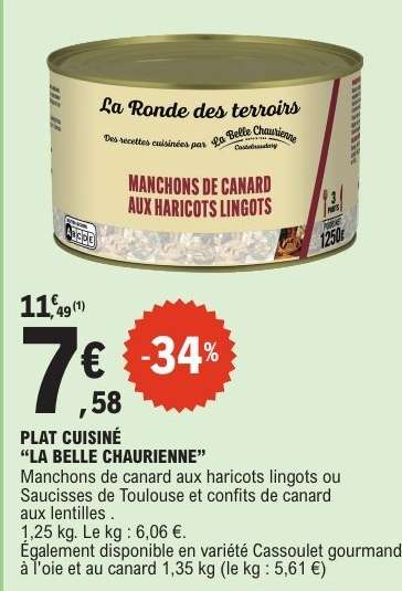 Plat Cuisiné 'La Belle Chaurienne'