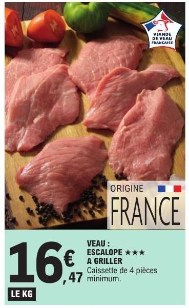 Veau : escalope*** à griller