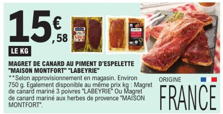 Magret de canard au piment d'Espelette "Maison Montfort" "Labeyrie"