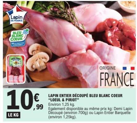 Lapin Entier Découpé Bleu Blanc Cœur "LOEUL & PIROT"
