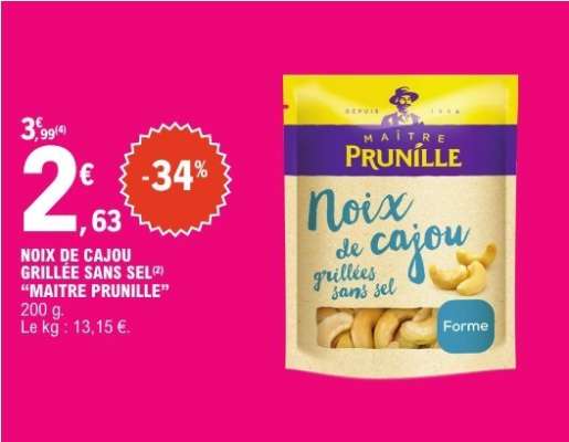 NOIX DE CAJOU GRILLÉE SANS SEL "MAITRE PRUNILLE"