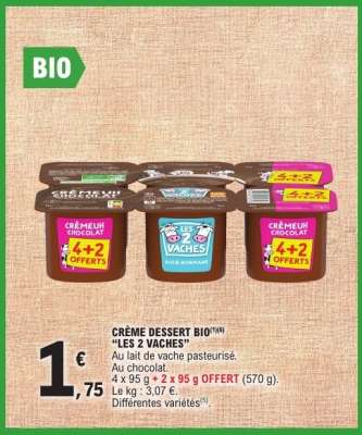 CREME DESSERT BIO LES 2 VACHES
