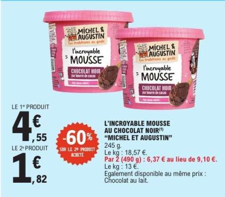 L'incroyable mousse au chocolat noir 'Michel et Augustin'