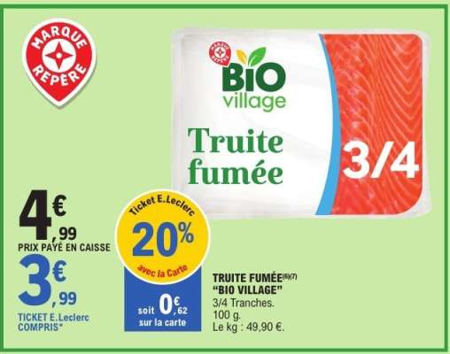 Truite fumée "Bio Village"