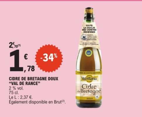 CIDRE DE BRETAGNE DOUX “VAL DE RANCE”