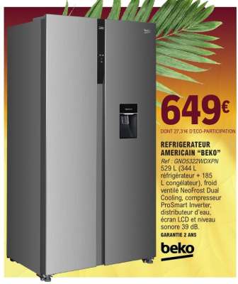 RÉFRIGÉRATEUR AMÉRICAIN “BEKO”