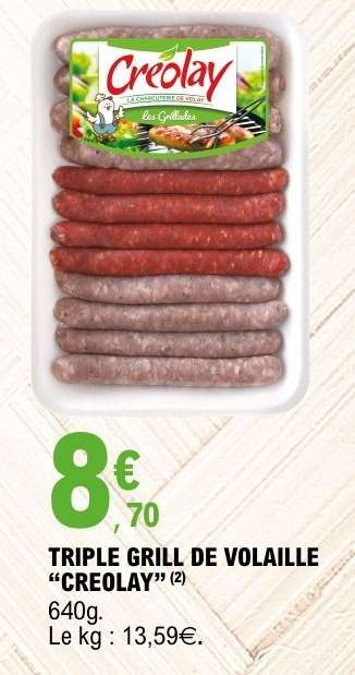 TRIPLE GRILL DE VOLAILLE "CREOLAY"