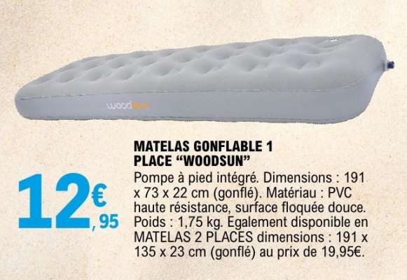 MATELAS GONFLABLE 1 PLACE "WOODSUN"