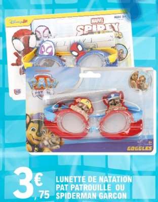 Lunette de natation Pat Patrouille ou Spiderman Garçon