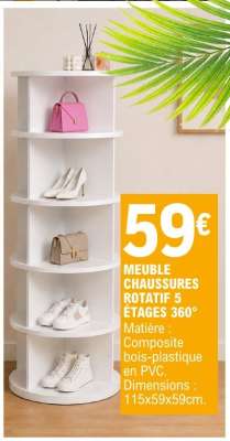 MEUBLE CHAUSSURES ROTATIF 5 ÉTAGES 360°