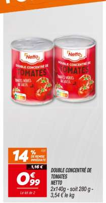 DOUBLE CONCENTRÉ DE TOMATES NETTO