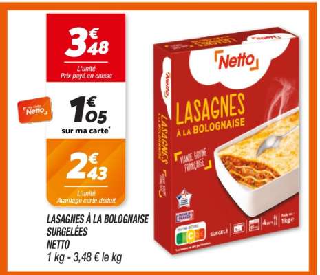 LASAGNES À LA BOLOGNAISE SURGELÉES