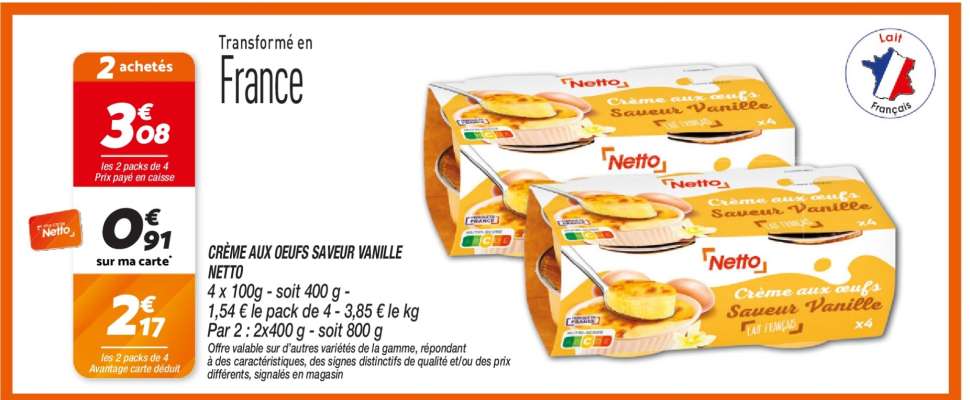 CRÈME AUX OEUFS SAVEUR VANILLE NETTO