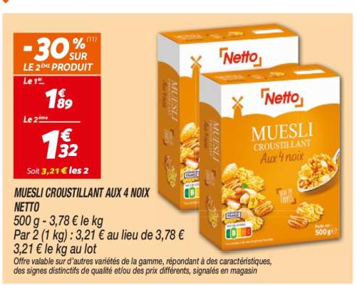 MUESLI CROUSTILLANT AUX 4 NOIX NETTO