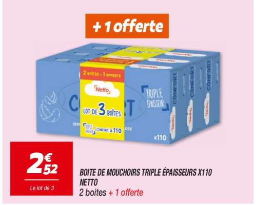 BOITE DE MOUCHOIRS TRIPLE ÉPAISSEURS X110 NETTO