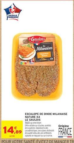 ESCALOPE DE DINDE MILANAISE NATURE X4