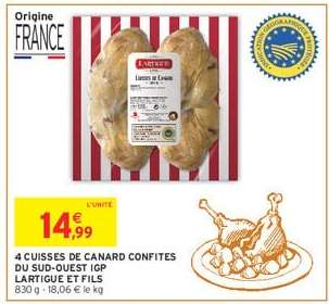 4 Cuisses de Canard Confites du Sud-Ouest IGP