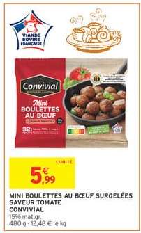 MINI BOULETTES AU BŒUF SURGELÉES SAVEUR TOMATE CONVIVIAL