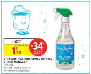 VINAIGRE D'ALCOOL SPRAY CRISTAL GRAND MENAGE