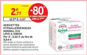 SERVIETTES HYPOALLERGÉNIQUES «NORMAL» X14 «LOVE & GREEN»