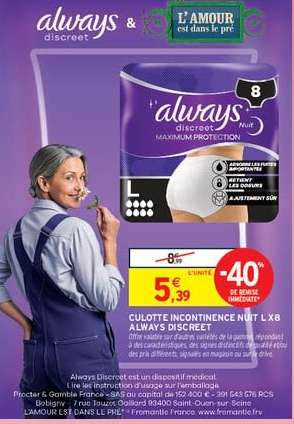 CULOTTE INCONTINENCE NUIT L X8 ALWAYS DISCREET