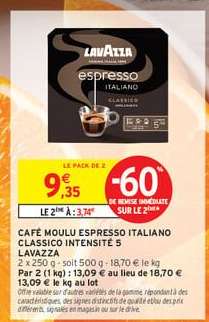 Café Moulu Espresso Italiano Classico Intensité 5 Lavazza