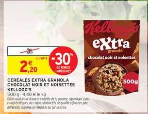 Céréales Extra  Granola Chocolat Noir Et Noisettes Kellogg's