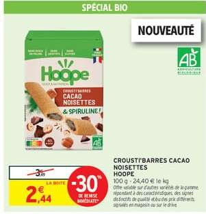 CROUSTI'BARRES CACAO NOISETTES HOOPE