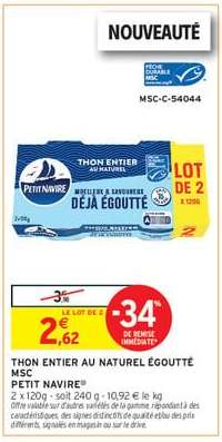 THON ENTIER AU NATUREL ÉGOUTTÉ MSC
