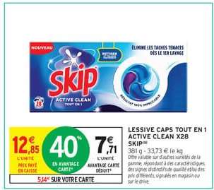 LESSIVE CAPS TOUT EN 1 ACTIVE CLEAN X28 SKIP