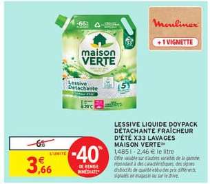 LESSIVE LIQUIDE DOYPACK DÉTACHANTE FRAÎCHEUR D'ÉTÉ X33 LAVAGES MAISON VERTE