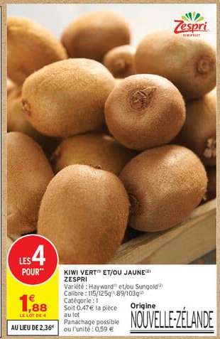 Kiwi Vert et/ou Jaune Zespri