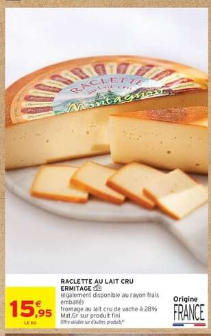 RACLETTE AU LAIT CRU ERMITAGE