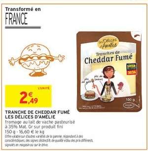 Tranche de Cheddar Fumé Les Délices d'Amélie