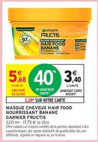 MASQUE CHEVEUX HAIR FOOD NOURRISSANT BANANE GARNIER FRUCTIS